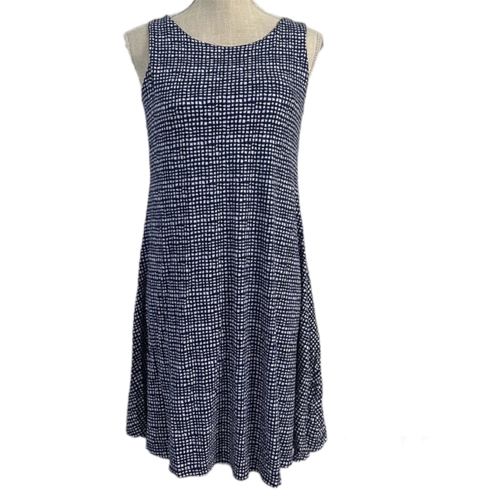 Mercer & Madison Dress Size Small blue White Grey Jersey Stretch Classic Flowy